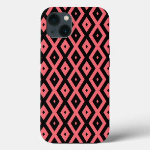 Coral and black diamond pattern Case-Mate iPhone c iPhone 13 Case