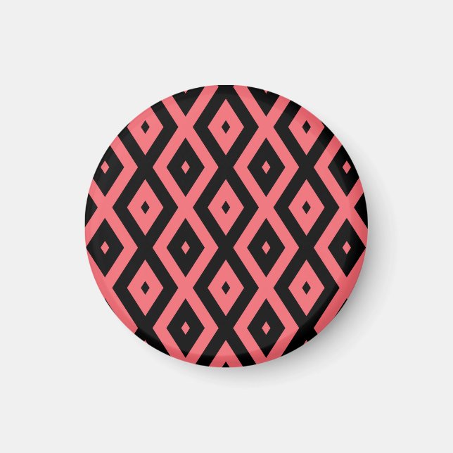 Coral and black diamond pattern magnet (Front)