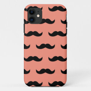 Coral And Black Moustache Pattern iPhone 11 Case