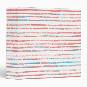 Coral and Blue Boho Aztec Striped Pattern Binder