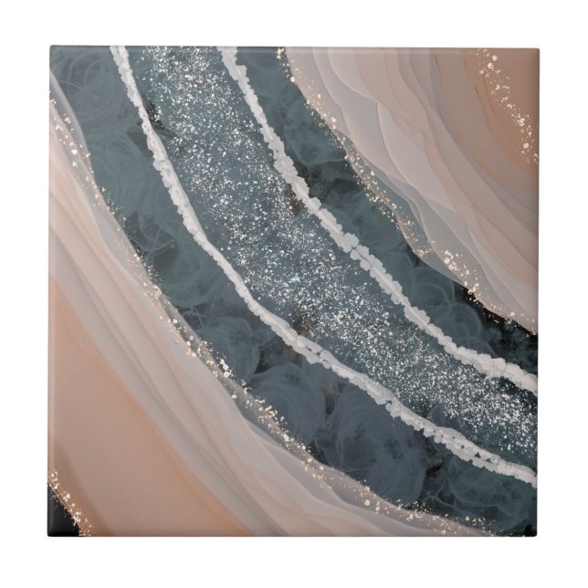 Coral and Blue Gemstone  Tile (Front)