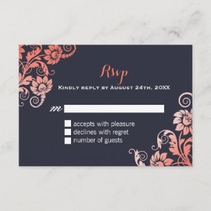 Coral and Blue Shabby Chic RSVP Cards