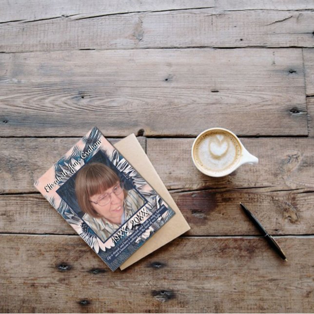 Coral and Blue Sunflower Art | Photo | Funeral Program (Creator Uploaded)