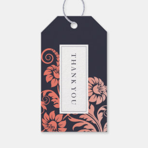 Coral and Blue Wedding Favour Gift Hang Tag