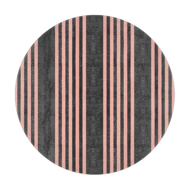 Coral and charcoal five stripe pattern cutting board (Front)