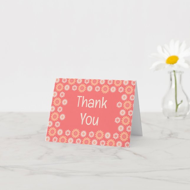 Coral and Cream Floral Thank You Card (Small Plant)