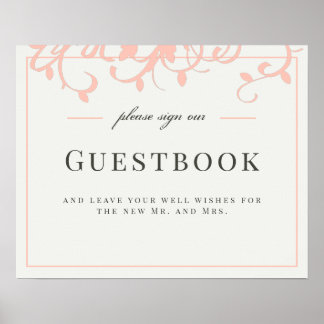 Coral and Cream Wedding Guestbook Sign