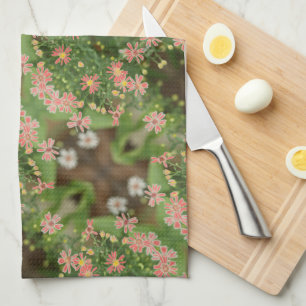 Coral and Dark Green Kitchen Towel