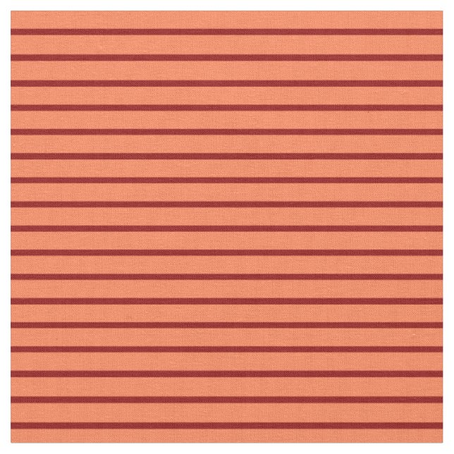 Coral and Dark Red Stripes Fabric (Close Up)