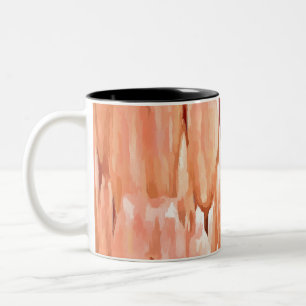 Coral and Desert Mist Tulips Artistic Abstract Two-Tone Coffee Mug