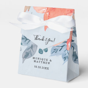 Coral and Dusty Blue Floral Wedding Thank You Favor Box