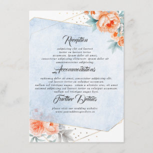 Coral and Dusty Blue Wedding Information Guest Enclosure Card