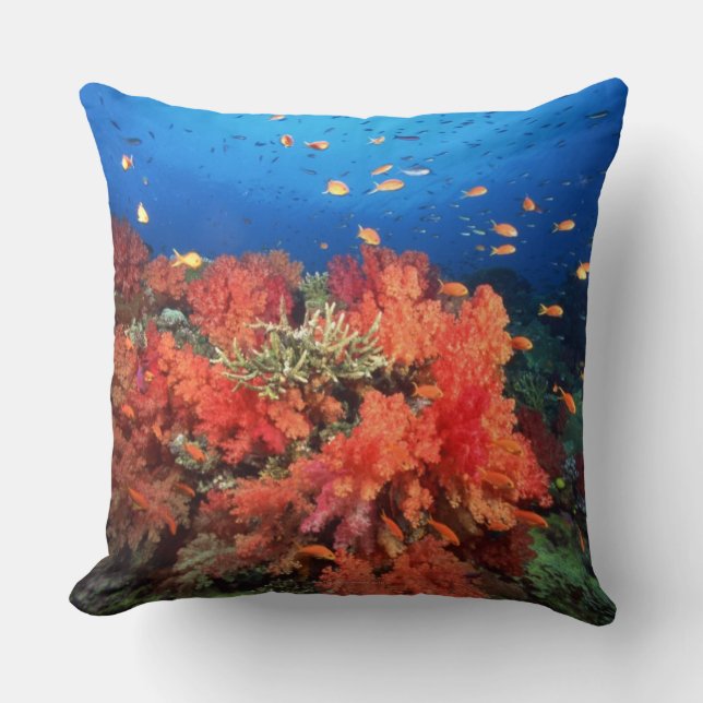 Coral and fish throw pillow (Front)