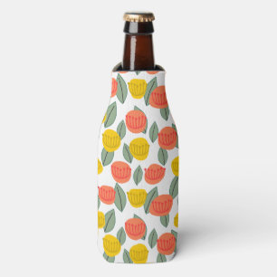 Coral and Gold Flowers Bottle Cooler