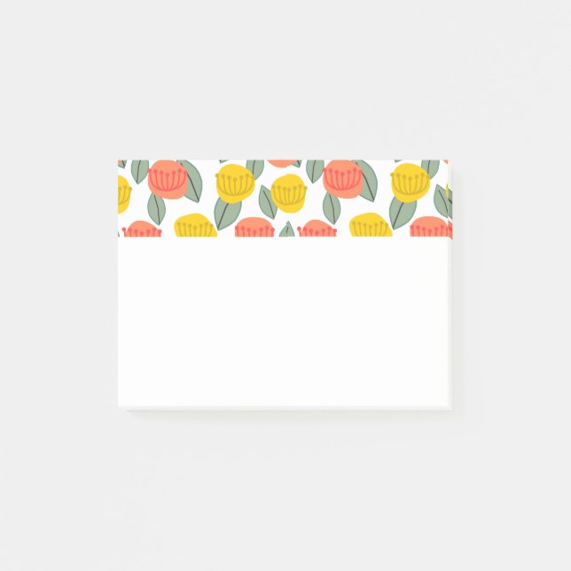 Coral and Gold Flowers  Post-it Notes (Front)
