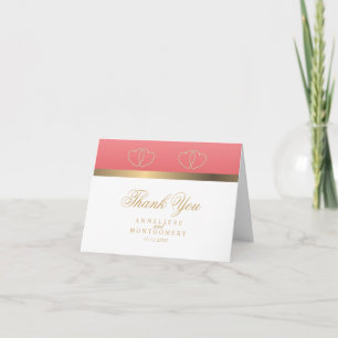 Coral and Gold Hearts - Thank You