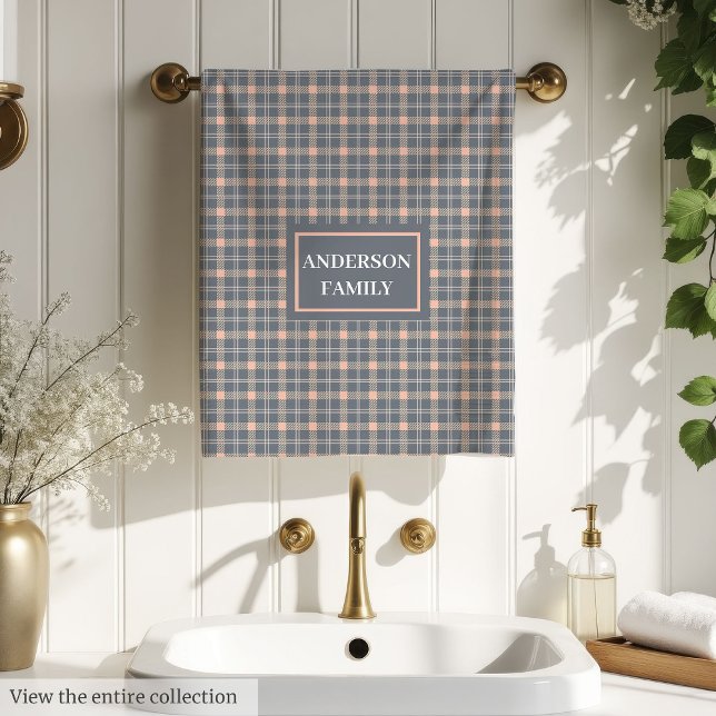 Coral and Grey Bath Towels Modern Custom Name (Coral and Grey Bath Towels Modern Custom Name)