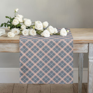 Coral and Grey Checkered Runner for Cozy Dining