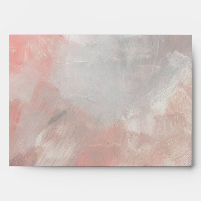 Coral and Grey Modern Abstract Brushstrokes Envelope (Front)