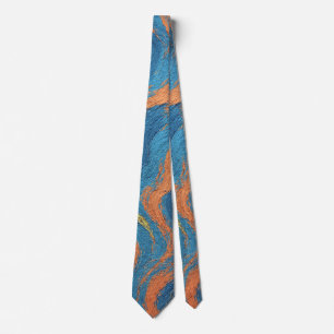 coral and indigo waves tie