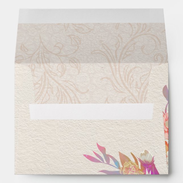 Coral and Ivory Floral Wedding Envelope (Back (Bottom))