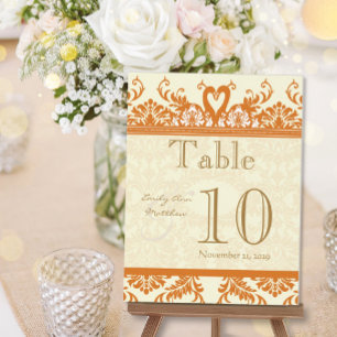 Coral and Ivory Swan Damask Table Number Postcard