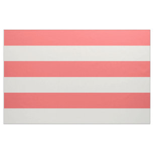 Coral and Ivory Wide Stripes Large Scale Fabric