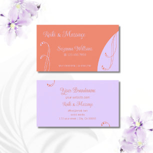 Coral and Lavender Ornamental Squiggled Ornate Business Card
