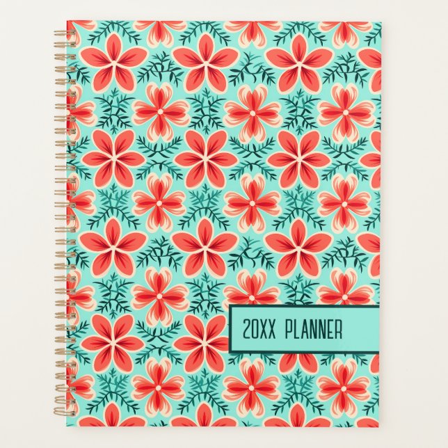 Coral and Mint Floral  Planner (Front)