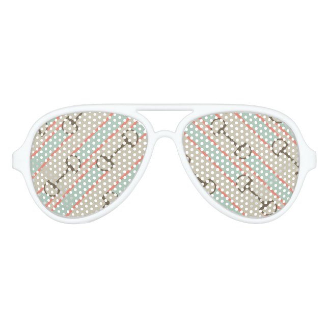 Coral and Mint Horse Bit Ribbon Pattern Aviator Sunglasses (Front)
