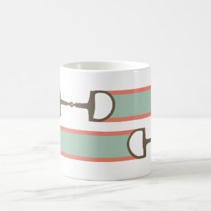 Coral and Mint Horse Bit Ribbon Pattern Coffee Mug