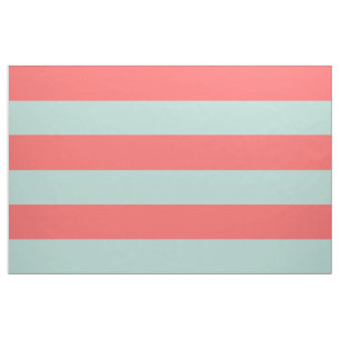 Coral and Mint Wide Stripes Large Scale Fabric