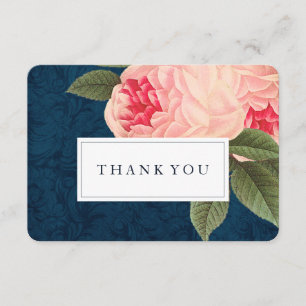Coral and Navy Blue Shabby Chic Thank You Cards