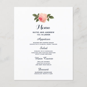 Coral and Navy Blue Wedding Menu