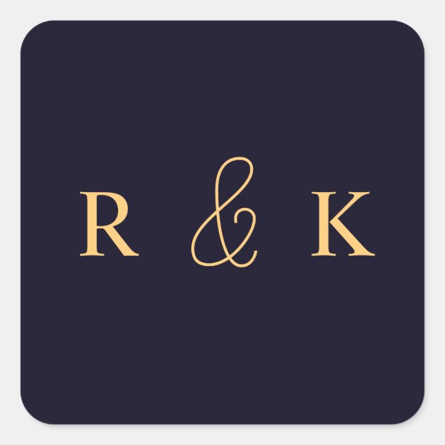 Coral and peach personalized monogrammed square sticker (Front)