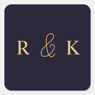 Coral and peach personalized monogrammed square sticker