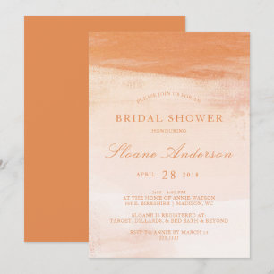 Coral and Peach Watercolor Wash Bridal Shower Invitation