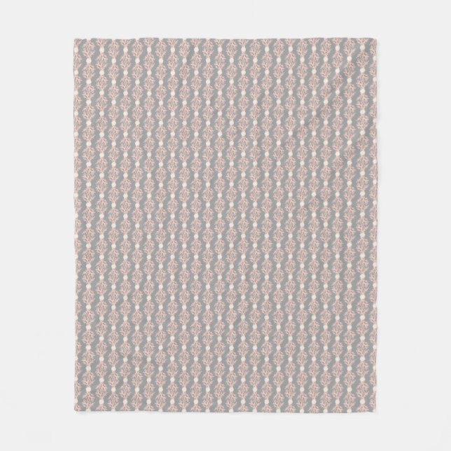 Coral and Pearls Peach Cream Grey Pattern Fleece Blanket (Front)