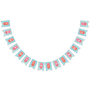 Coral and Pink Summer Popsicle Happy Birthday Bunting Flags
