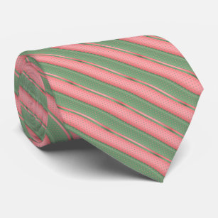 Coral and Sage Green Polka Dot Stripes Tie