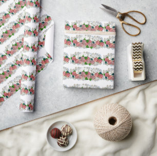 Coral and Salmon Floral Pattern Wrapping Paper