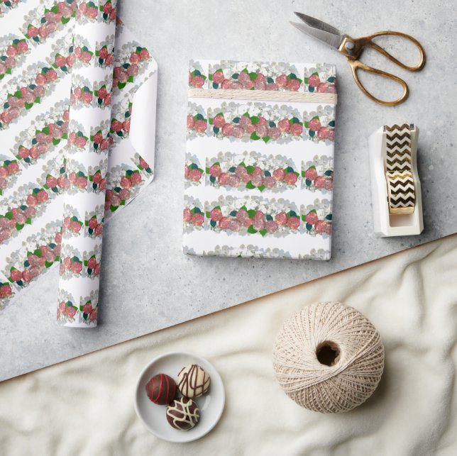 Coral and Salmon Floral Pattern Wrapping Paper (Crafts)