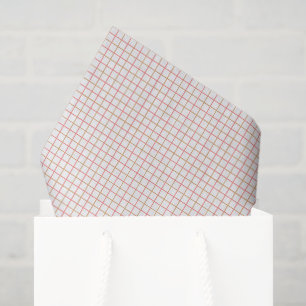 Coral and Sand Plaid Chequered Tissue Paper