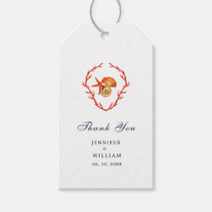 Coral and seashells Beach wedding Gift Tags