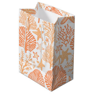 Coral and starfish orange medium gift bag