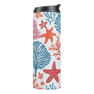 Coral and starfish pattern thermal tumbler