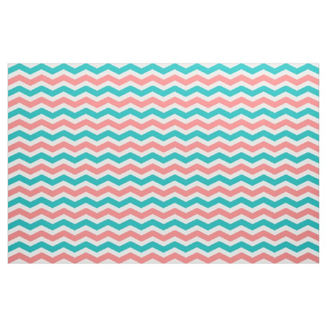 Coral and Teal Chevron Fabric (Yard)