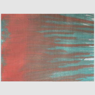 Coral and Turquoise Drips Watercolor Decoupage Tissue Paper