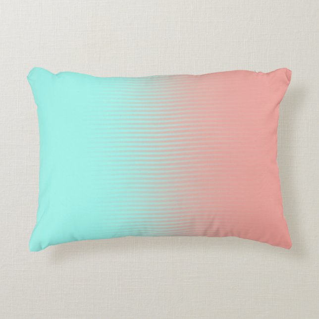 Coral and Turquoise Stripes Accent Pillow (Front)