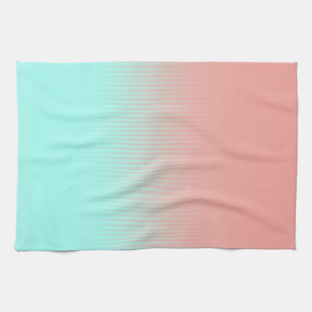 Coral and Turquoise Stripes Kitchen Towel (Horizontal)